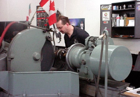 Man operating table saw